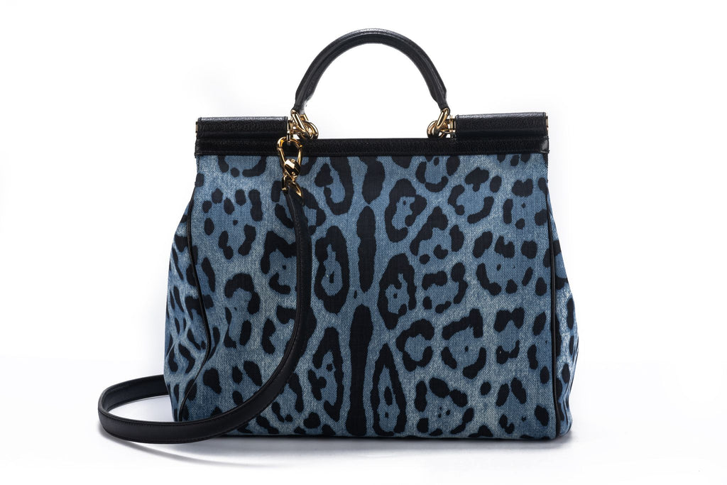 Dolce Gabbana New Cheetah Denim LG Bag
