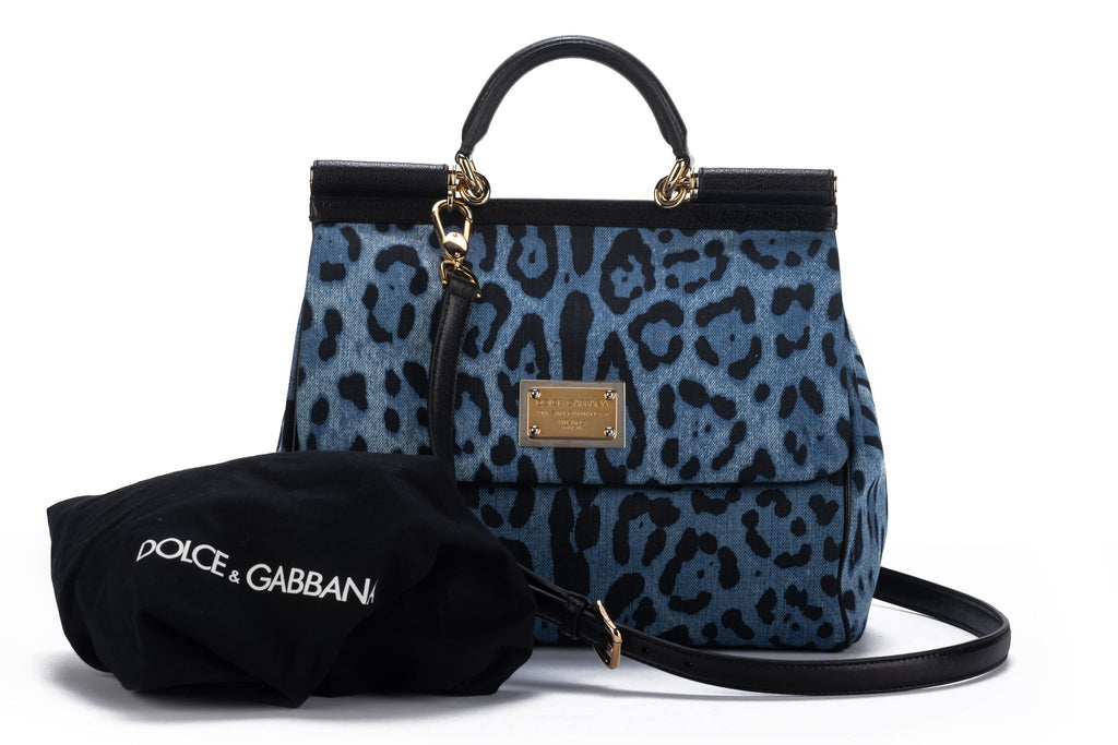 Dolce Gabbana New Cheetah Denim LG Bag