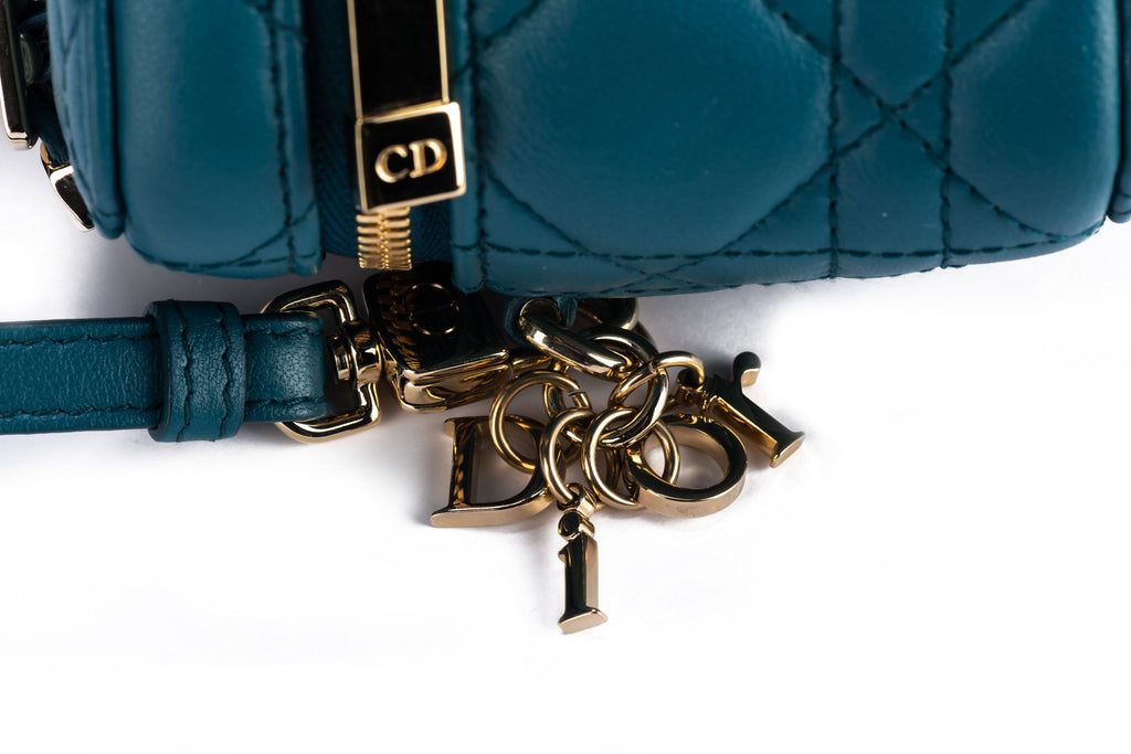 Dior Mini Cannage Turquoise Travel Case