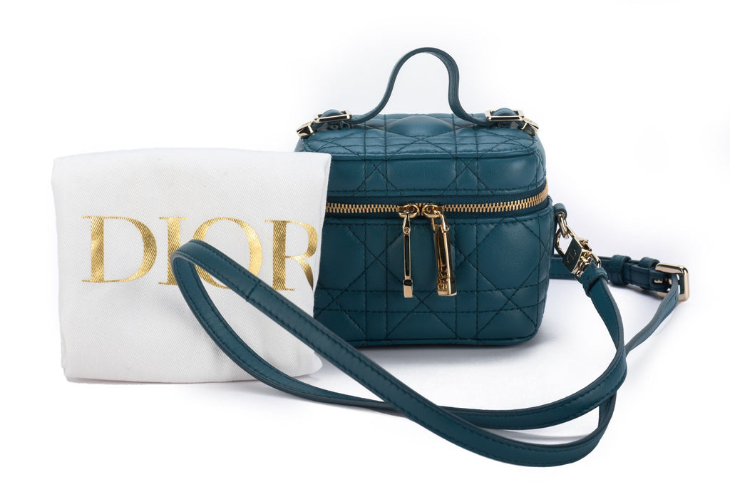 Dior Mini Cannage Turquoise Travel Case