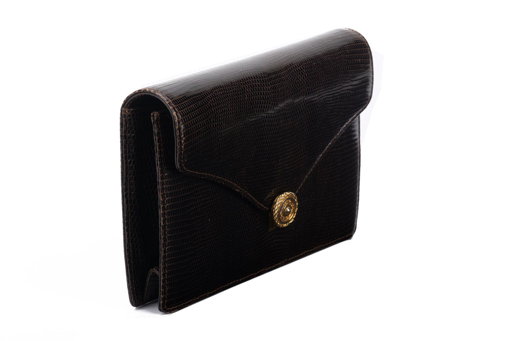 Gucci Rare Brown Lizard Clutch & Wallet