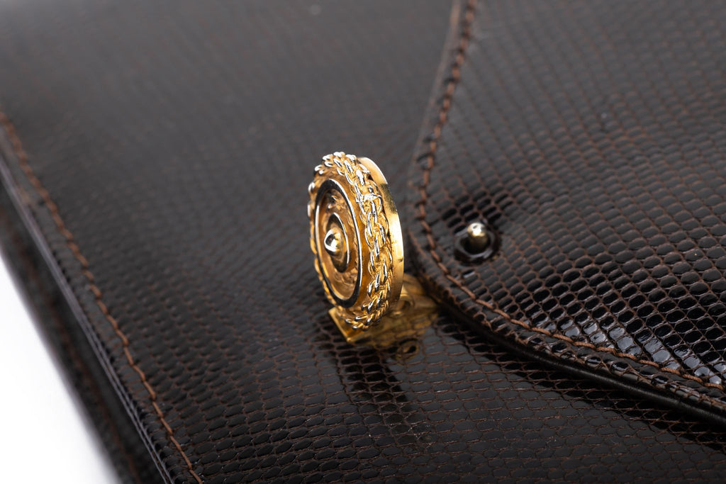Gucci Rare Brown Lizard Clutch & Wallet