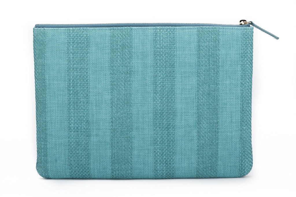 Chanel New Striped Deauville Aqua Clutch