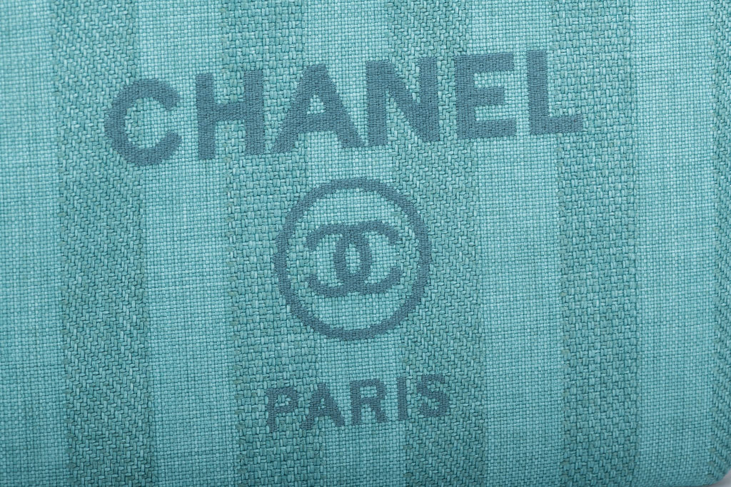 Chanel New Striped Deauville Aqua Clutch
