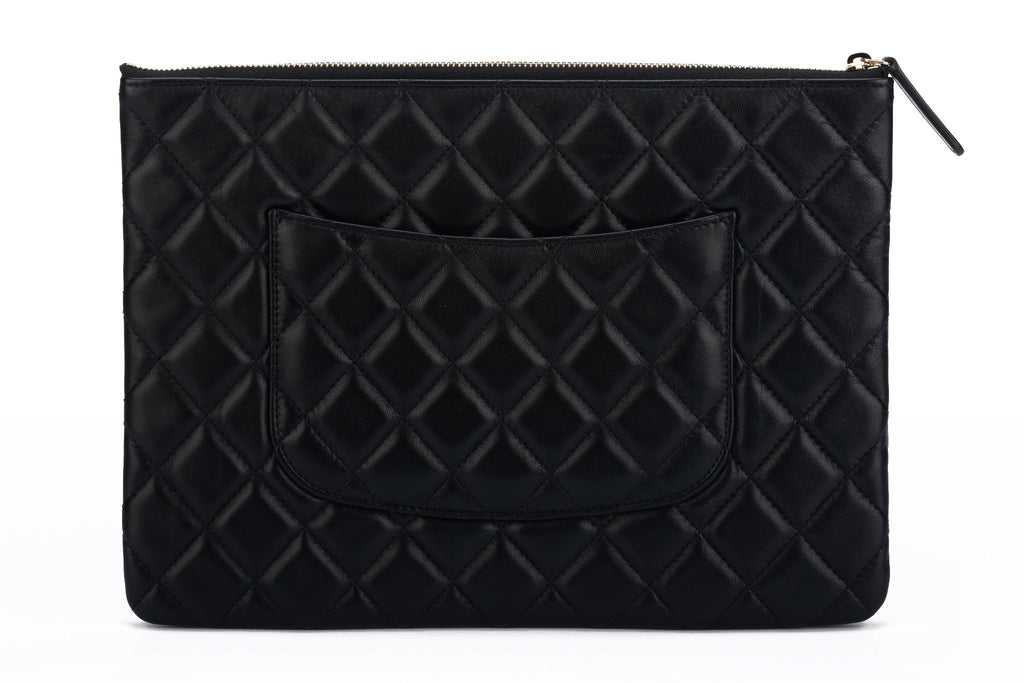 Chanel BNIB Black & Gold Croc Clutch