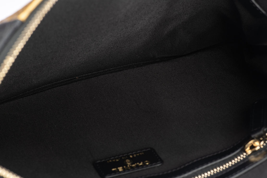 Chanel BNIB Black & Gold Croc Clutch