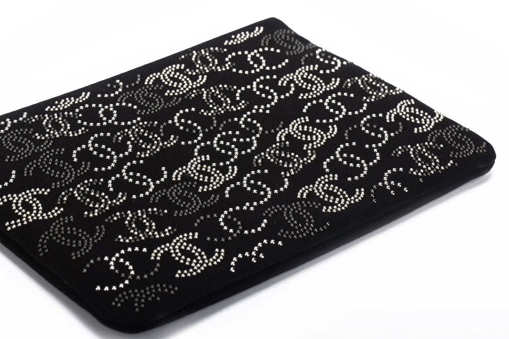 Chanel BNIB Studded Black Silver Clutch
