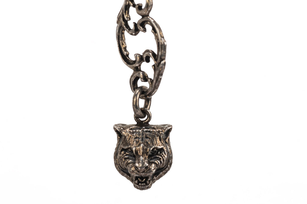 Gucci NIB Gunmetal Logo Necklace