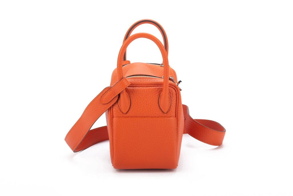 Hermès BNIB Mini Lindy Feu Palladium