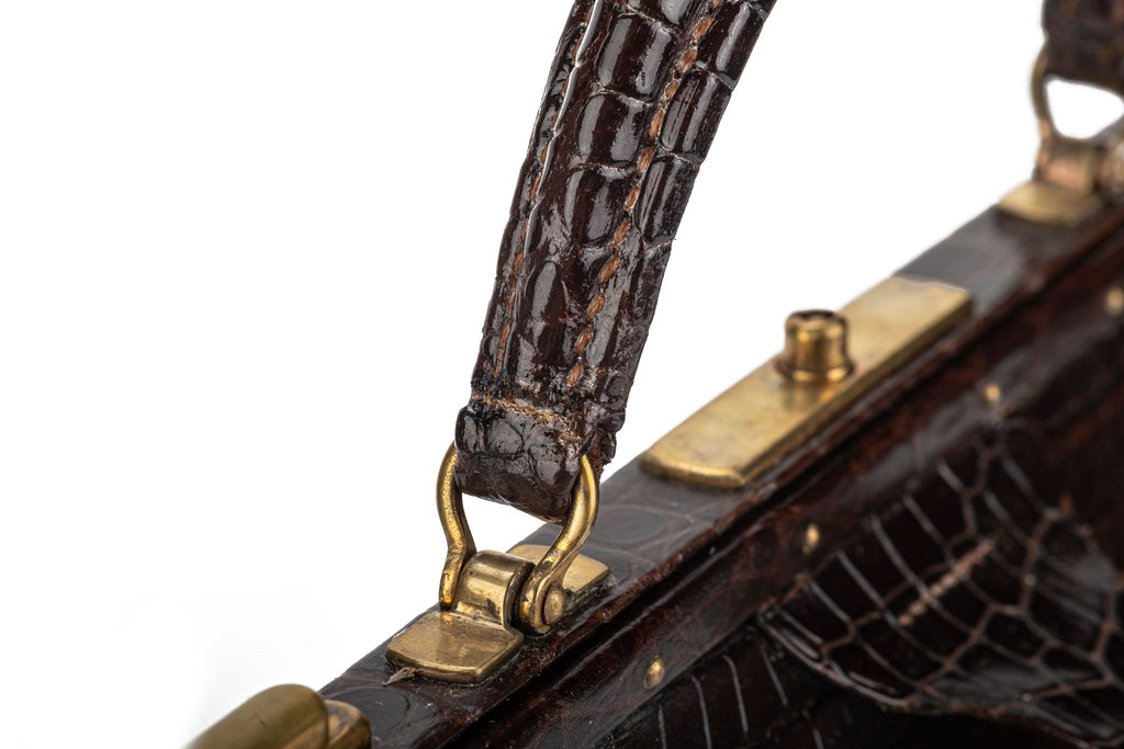 Hermes LG Vintage Brown Croc Doctor Bag