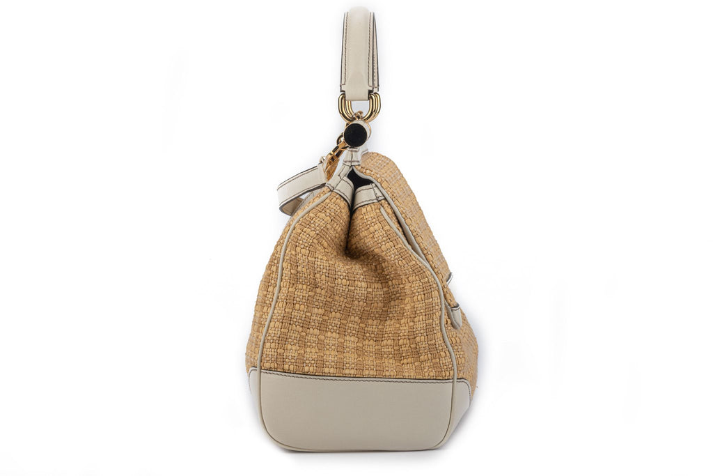 Dolce Gabbana New Large Straw Cream Bag