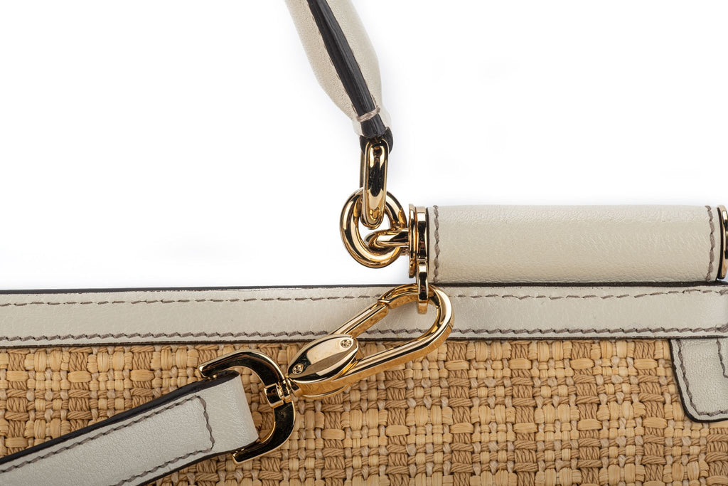 Dolce Gabbana New Large Straw Cream Bag