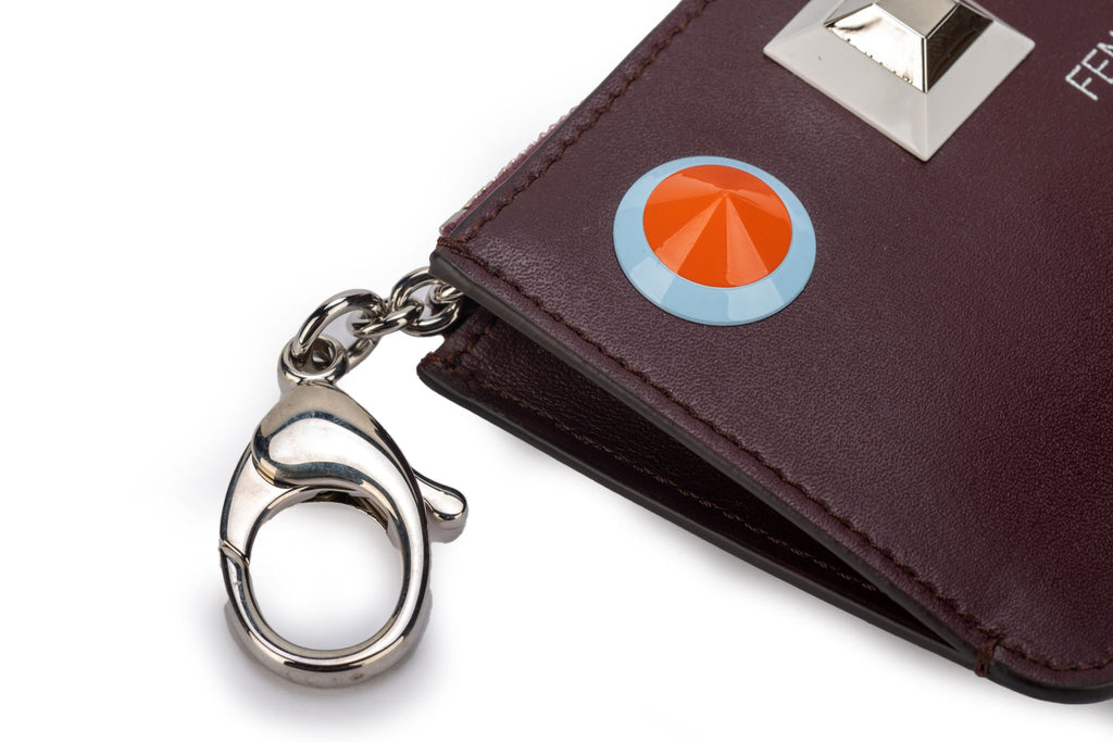 Fendi NIB Burgundy Zipped Wallet W/Studs