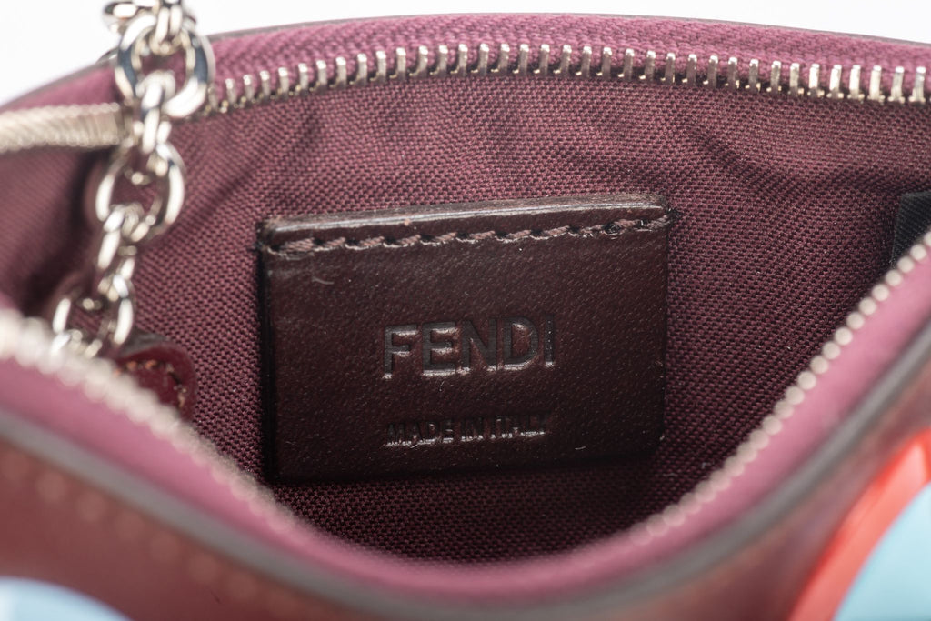 Fendi NIB Burgundy Zipped Wallet W/Studs