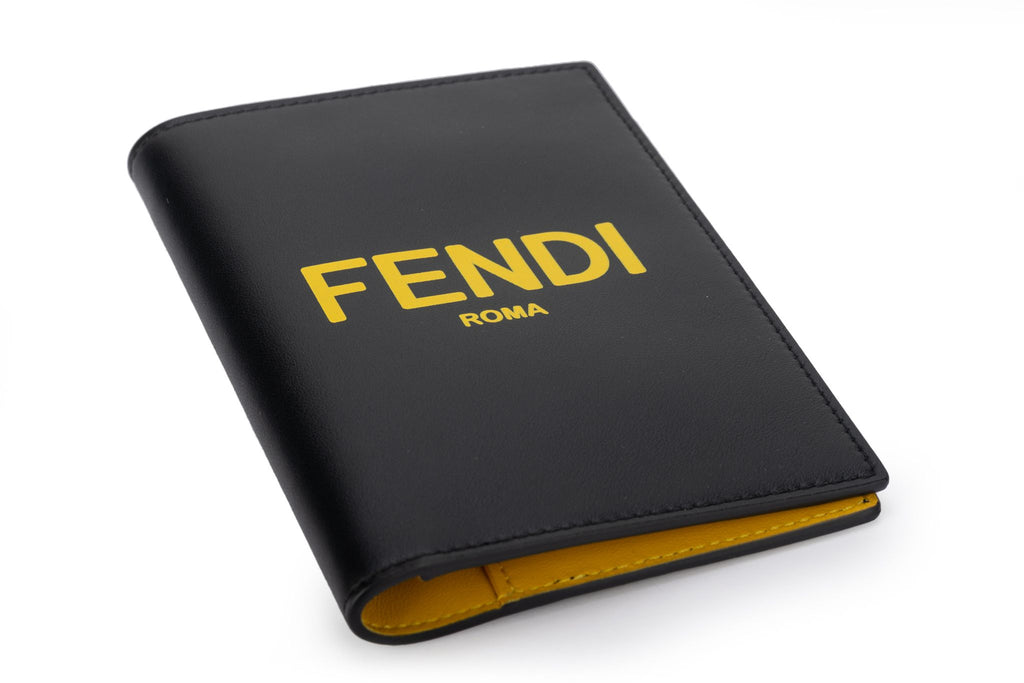 Fendi NIB Black & Yellow Passport Cover