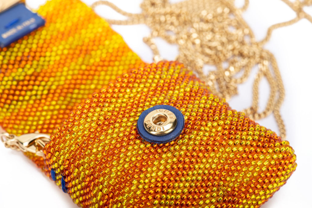 Fendi NIB Striped Seabeads Pico Baguette