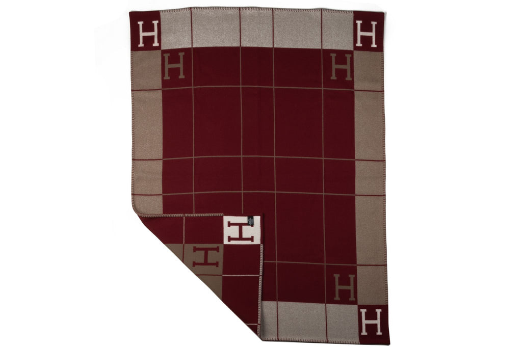 Hermes BNIB Etoupe Red Avalon Blanket