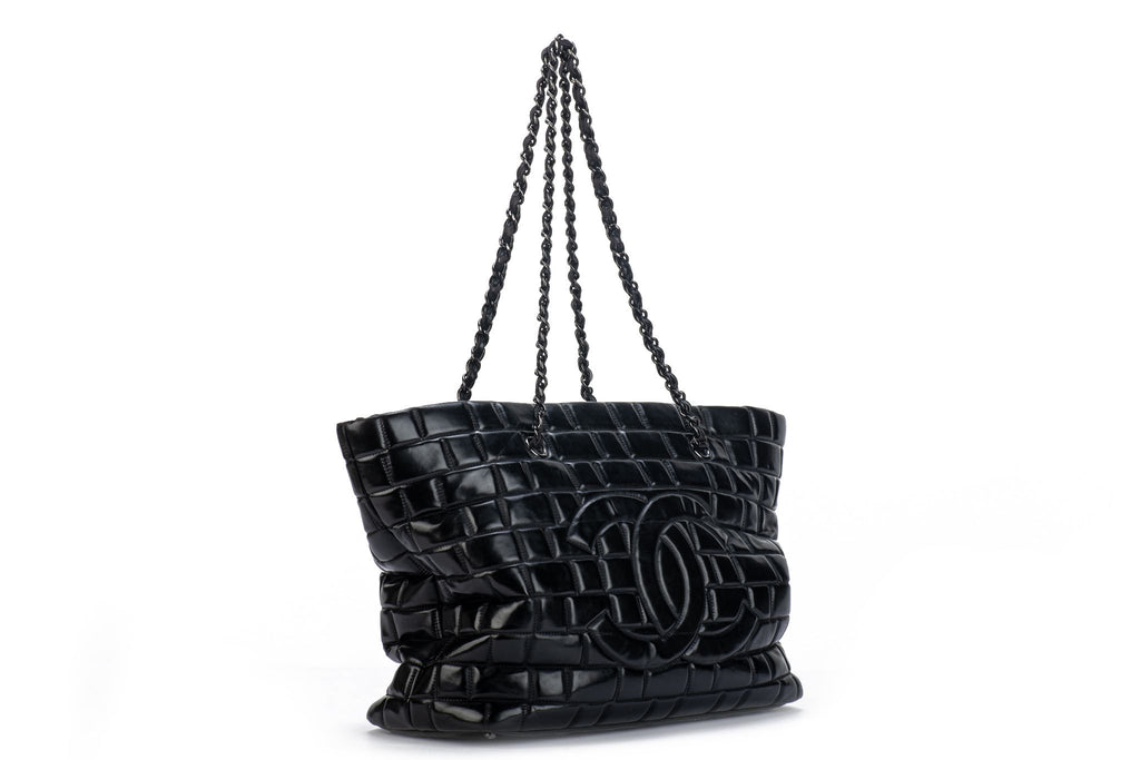 Chanel Black Brushed Leather Large Tote