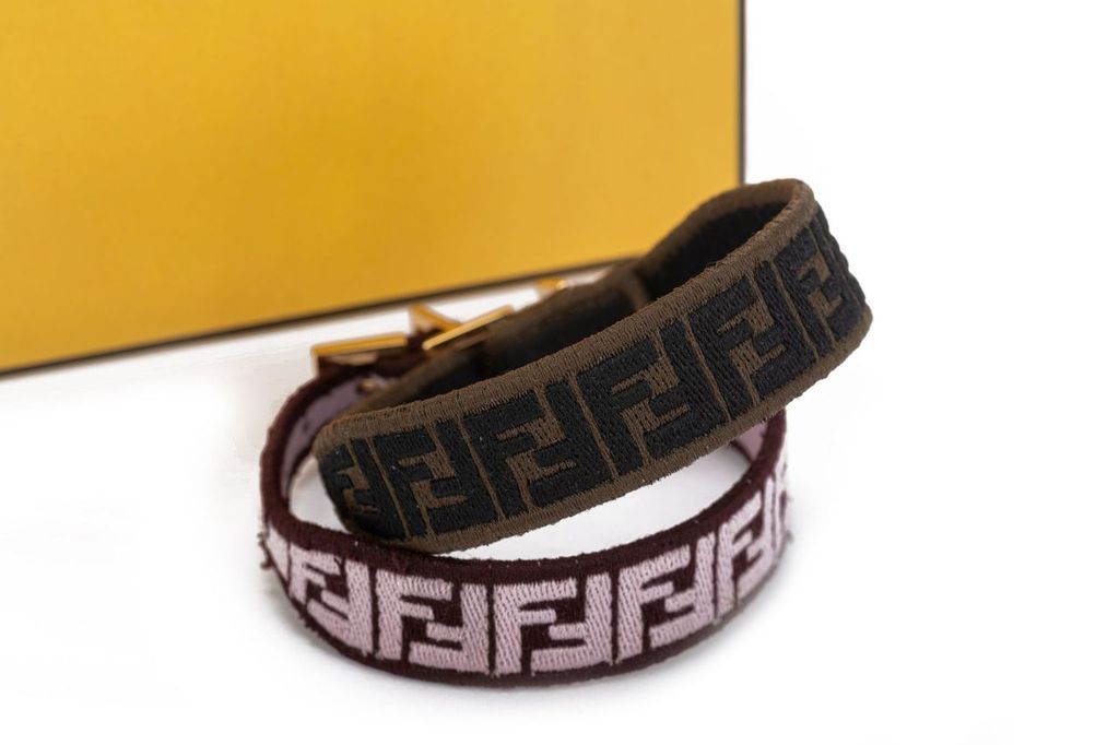 Fendi Set Of 2 Monogram Strap Bracelets
