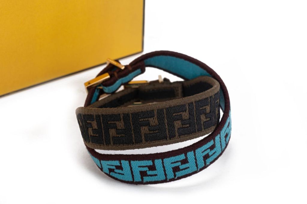 Fendi 2 Monogram Strap Turquoise NIB