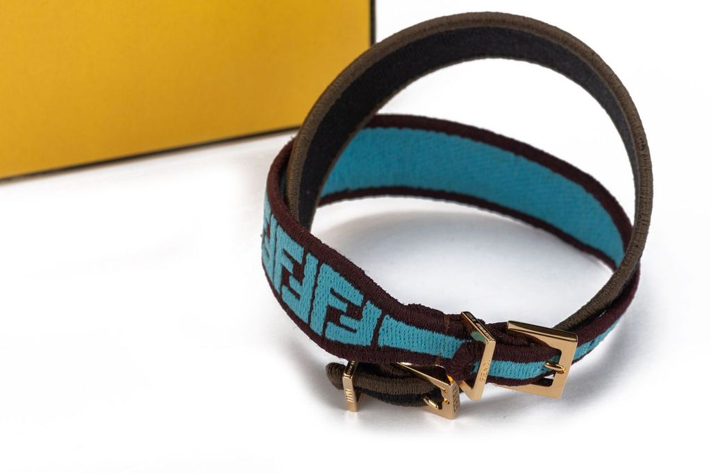 Fendi 2 Monogram Strap Turquoise NIB