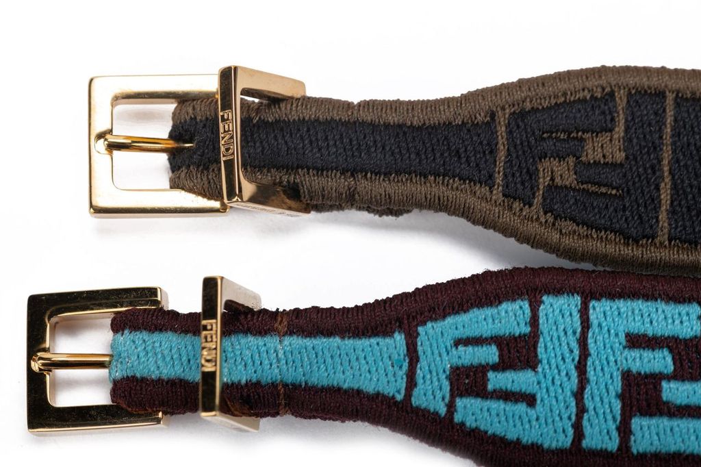 Fendi 2 Monogram Strap Turquoise NIB