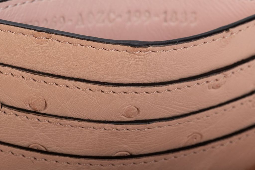 Fendi NIB Ostrich Card Holder Nude