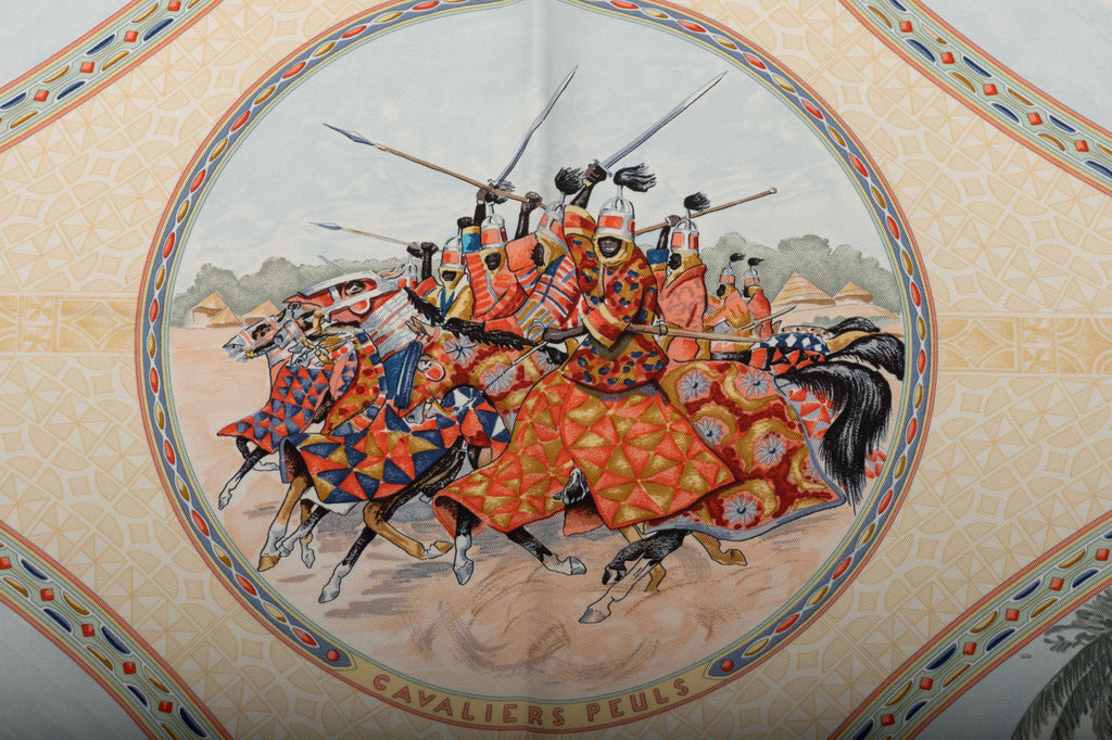 Hermès Green Cavaliers Peuls Silk Scarf