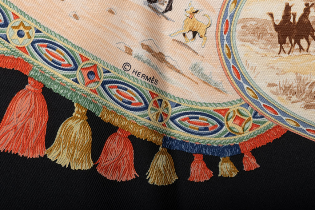 Hermès Green Cavaliers Peuls Silk Scarf