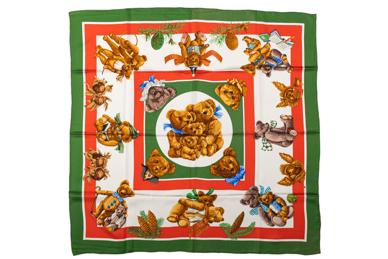 Hermès Collectible Teddy Bear Silk Scarf