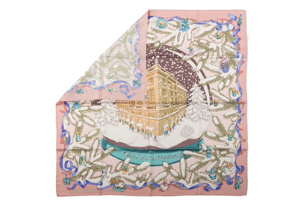 Hermès Rare Noel au Faubourg Pink Scarf
