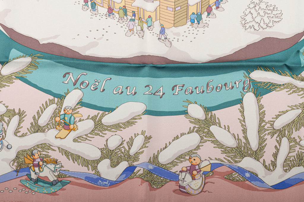 Hermès Rare Noel au Faubourg Pink Scarf