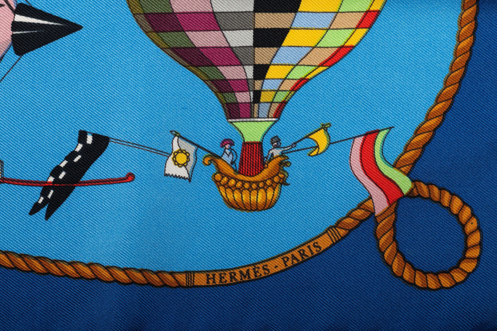 Hermès Blue Les Folies du Ciel Scarf
