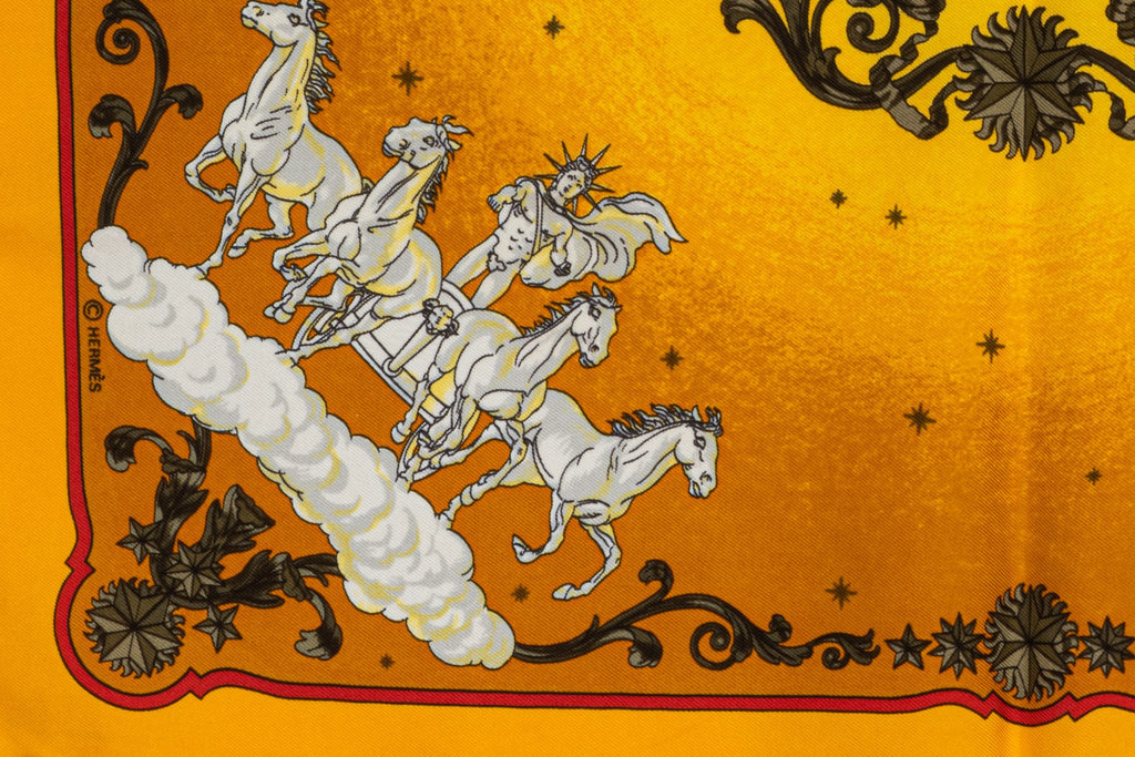 Hermès Yellow Silk Cosmos Scarf