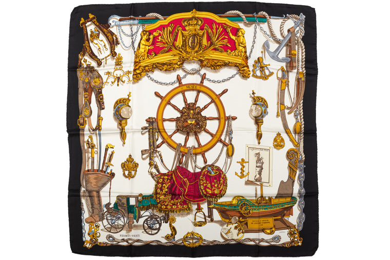 Hermes Bateau A Vapeur Silk Scarf