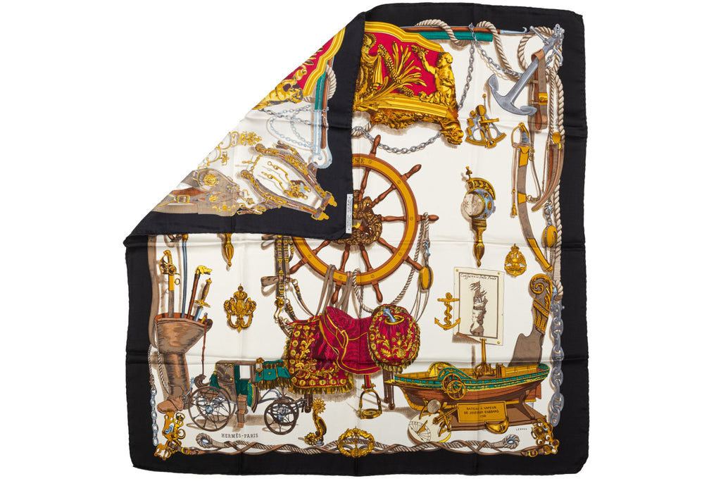 Hermes Bateau A Vapeur Silk Scarf