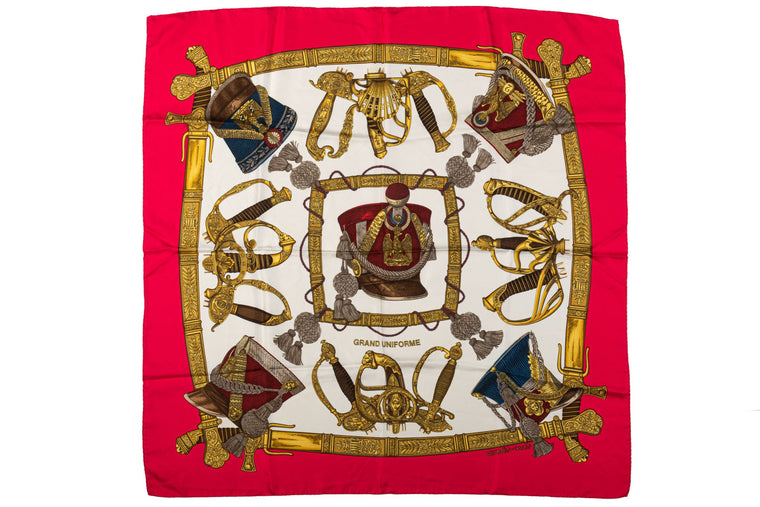 Hermès Grand Uniforme Red Scarf Metz