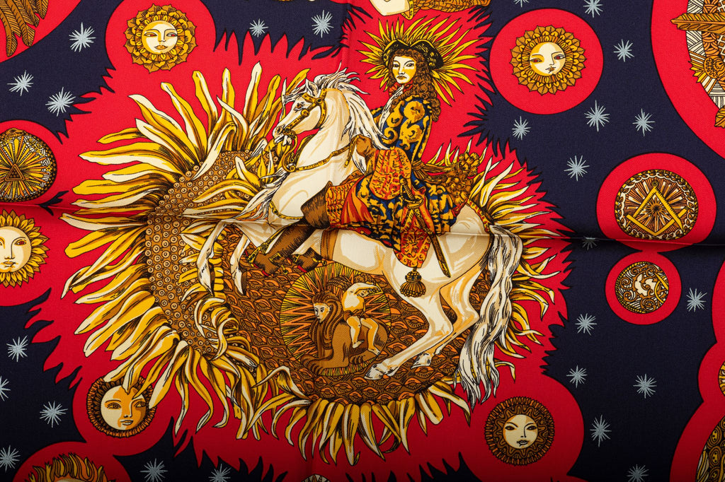 Hermes Preloved Black Planets Silk Scarf