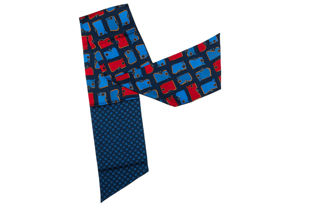 HERMÈS Twilly Camails Blue/Red