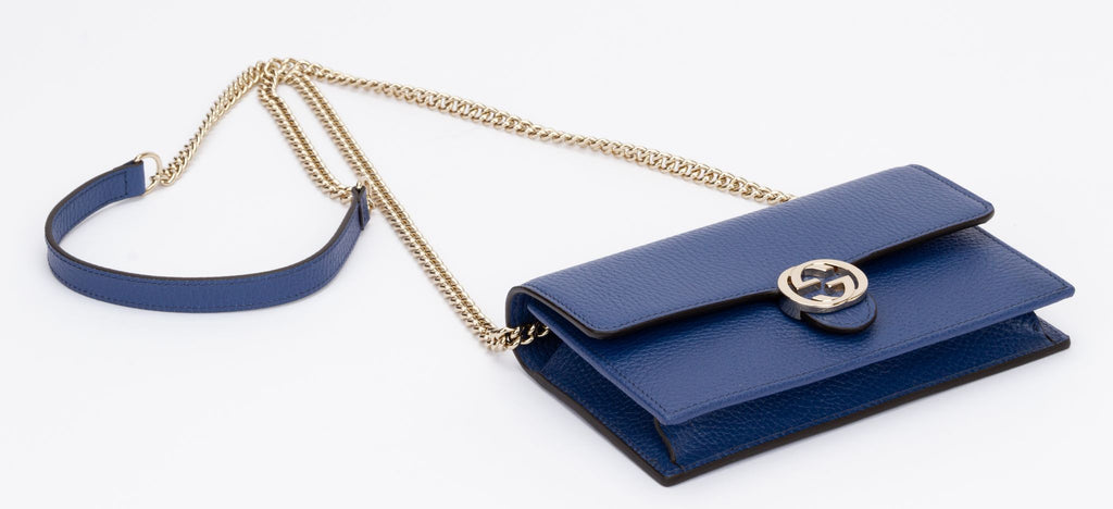 Gucci NIB Blue Letaher Cross Body Bag