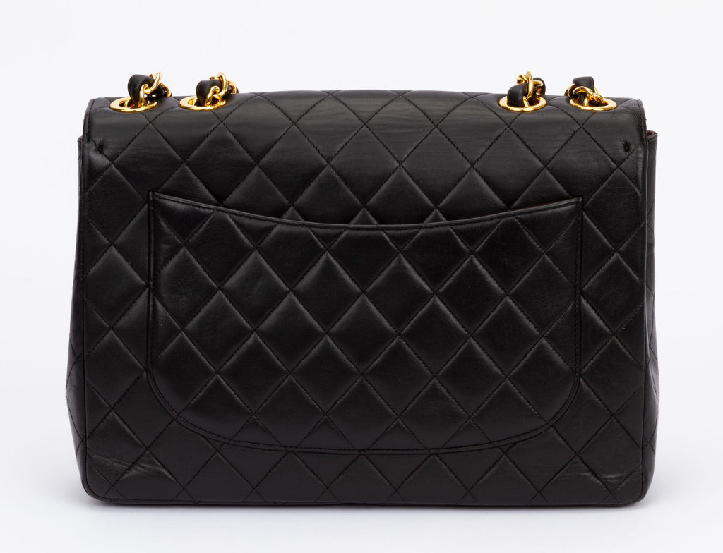 Chanel Jumbo Black 24kt Logo Flap Bag
