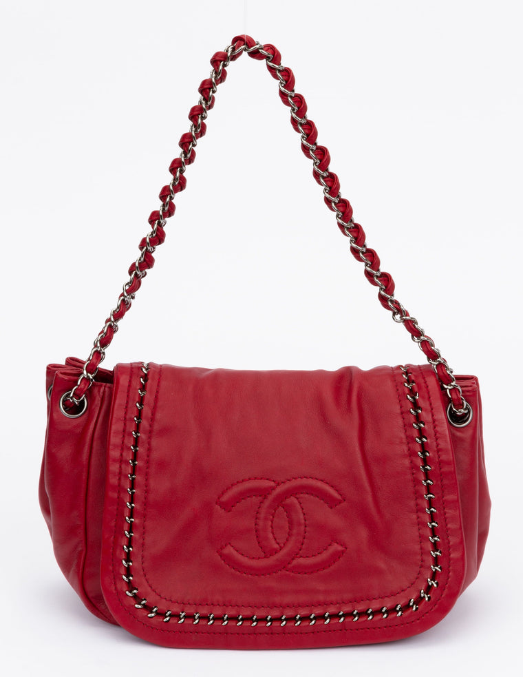 Chanel Cherry Red Inlay Chain Handbag