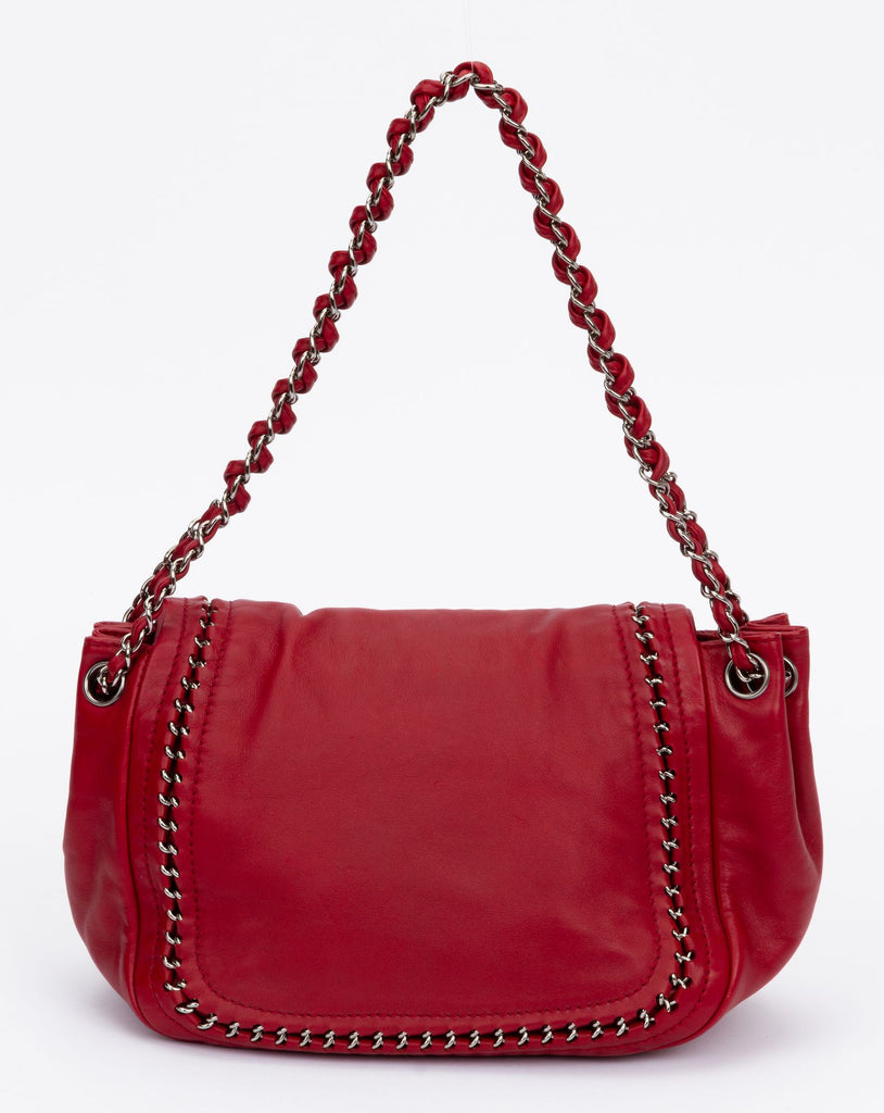 Chanel Cherry Red Inlay Chain Handbag