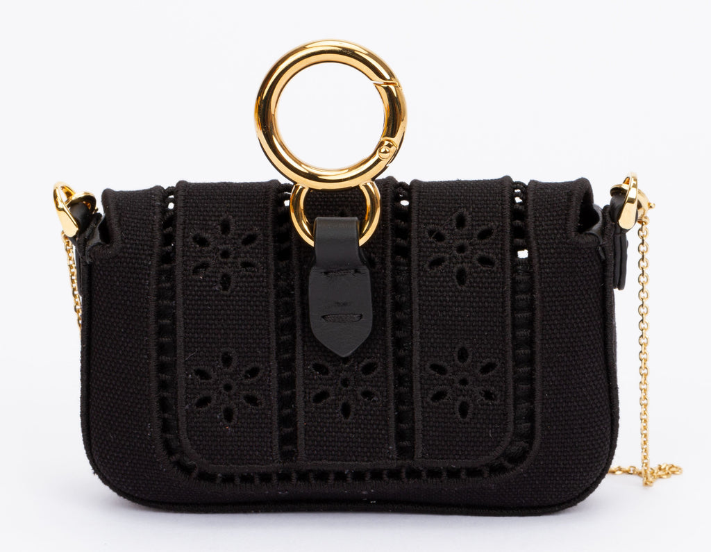 Fendi Canvas Embroidered Nano Baguette