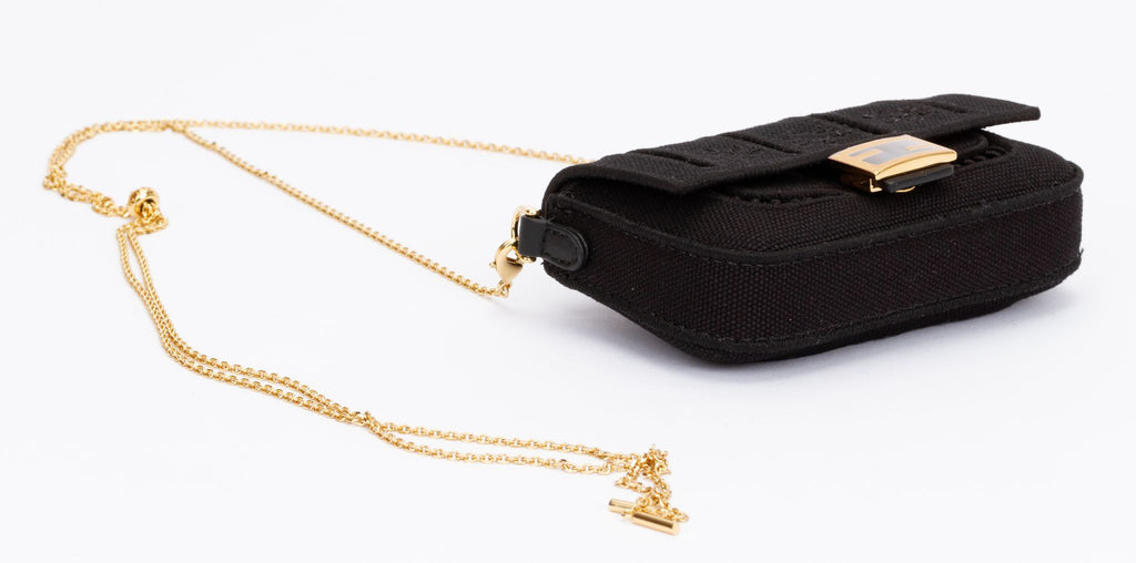 Fendi Canvas Embroidered Nano Baguette