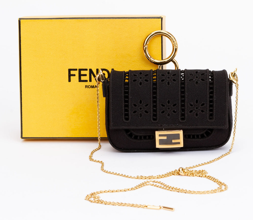 Fendi Canvas Embroidered Nano Baguette