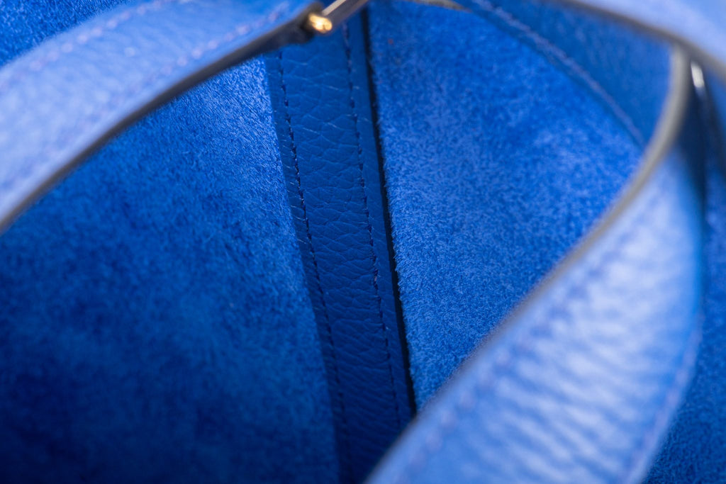 Hermès BNIB Bleu Royal Gold 18 Picotin
