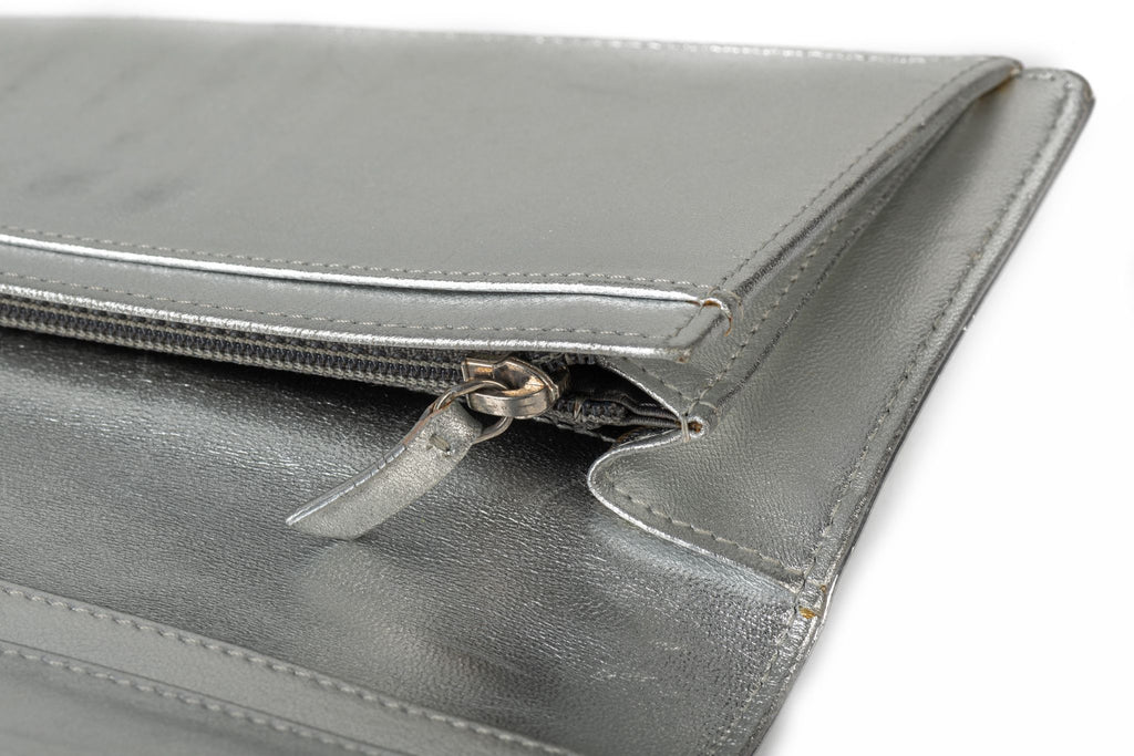 Chanel Preloved Silver Symbols Wallet