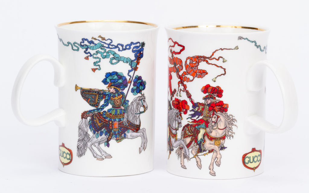Gucci set/2 Porcelain Knights Tea Cups
