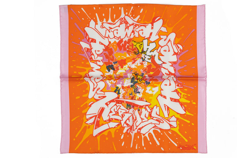 Hermes NIB Orange Graffiti Silk Gavroche